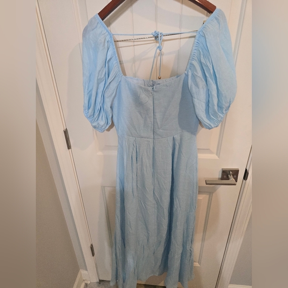 NWOT Selfie Leslie Blue Puff Sleeve Corset Midi Dress Spring Summer Bustier Sm - Picture 5 of 5